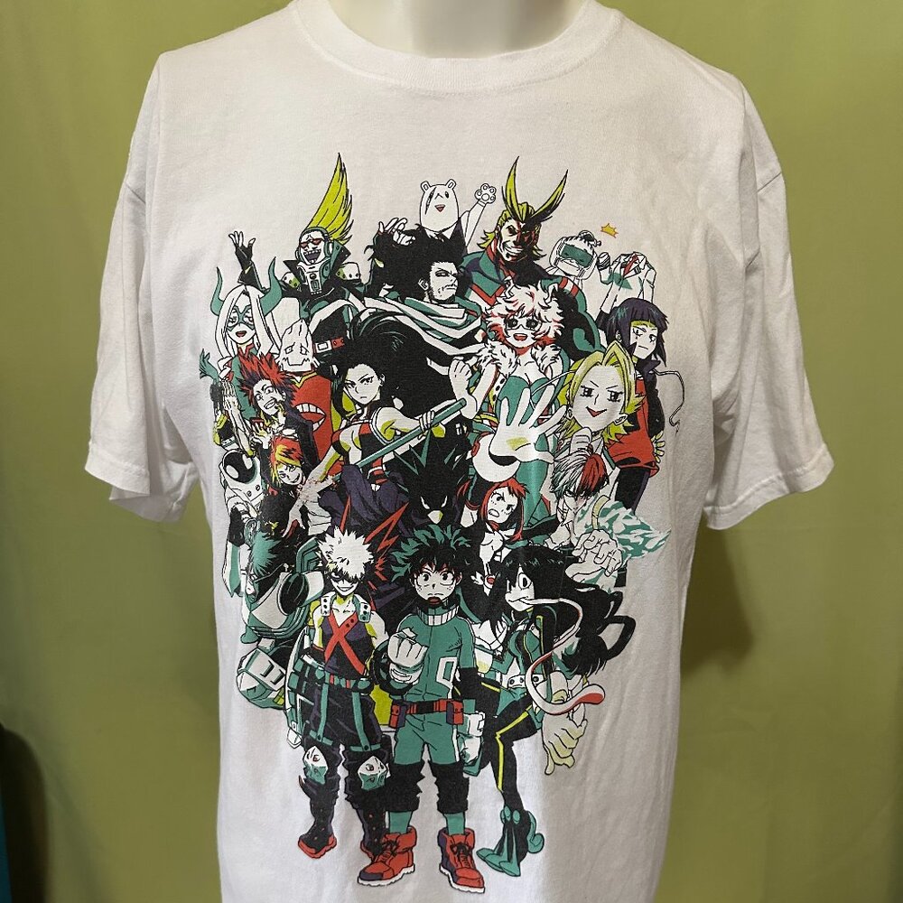 My Hero Academia Men's White T Shirt Size Large Cotton